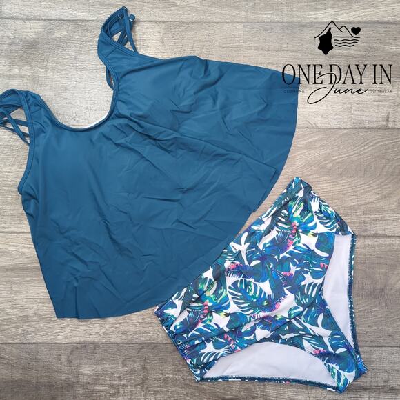 Adisputent High Waist Flounce Bikini Swimsuit Size XL - Picture 3 of 6